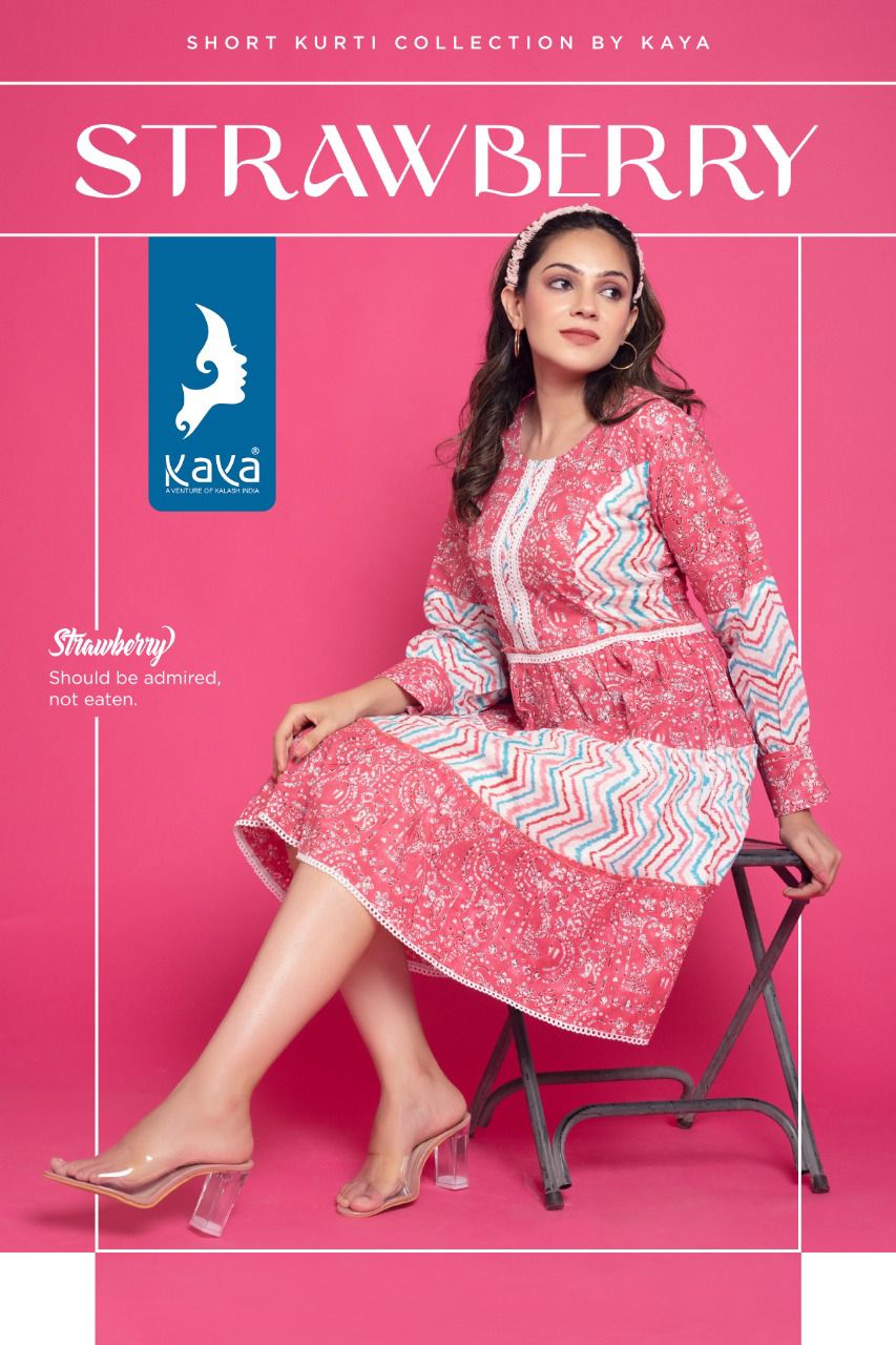 Kaya Strawberry Classic Cotton Printed Party Wear Western Kurti Collection